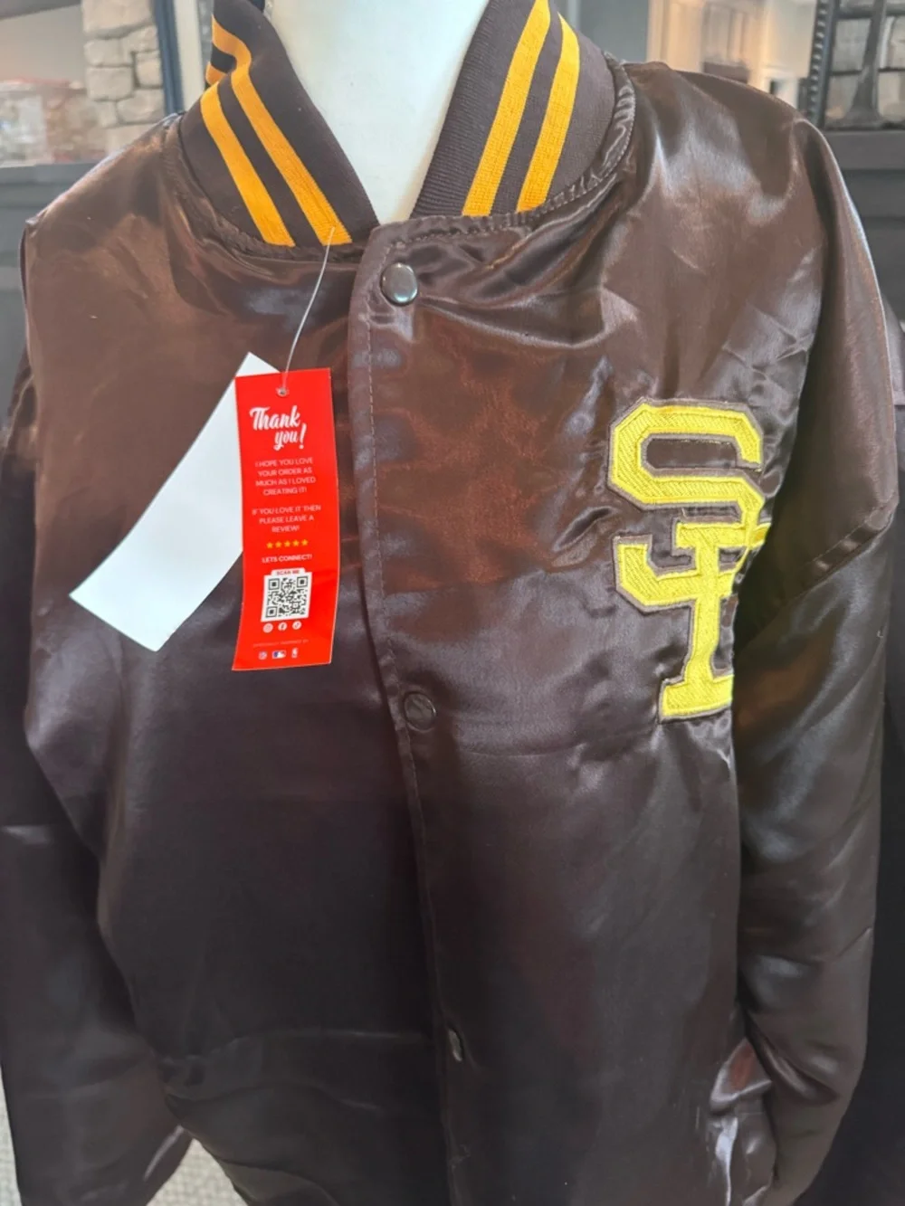 NEW WITH TAGS San Diego Padres Brown Satin Jacket - 3XL - Jacket & Joint